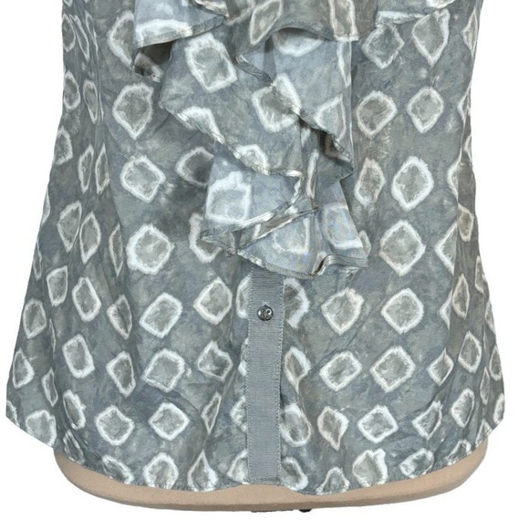 Banana Republic Petite Small Silk Halter‎ Top Green White Ruffle Blouse Boho - Picture 6 of 10